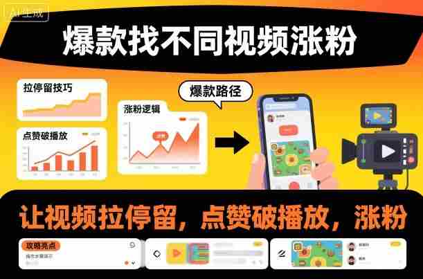 爆款找不同视频涨粉，让视频拉停留，实现点赞，破播放，涨粉-湘创网