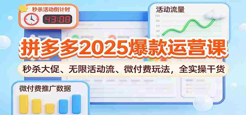 拼多多2025爆款运营课：秒杀大促、无限活动流、微付费玩法，全实操干货-湘创网