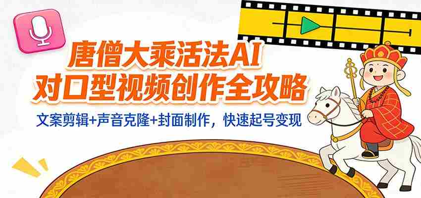 “大乘活法”AI对口型视频创作全攻略：文案剪辑+声音克隆+封面制作，快速起号变现-湘创网