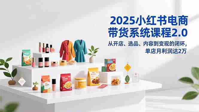 （16880期）2025小红书电商带货系统课程2.0，从开店、选品、内容到变现的闭环，单店月利润达2万-湘创网