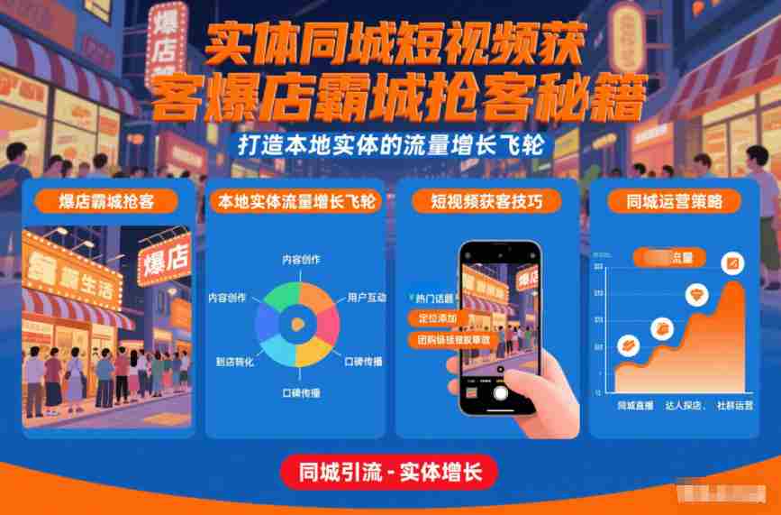 实体同城短视频获客爆店霸城抢客秘籍，打造本地实体的流量增长飞轮-湘创网
