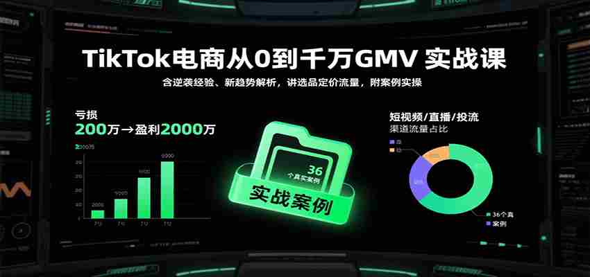 TikTok电商从0到千万GMV实战课，含逆袭经验、新趋势解析，讲选品定价流量等（更新）-湘创网