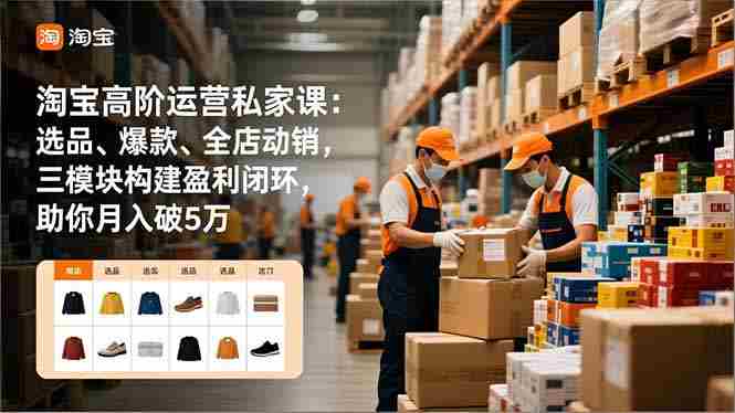 （16934期）淘宝高阶运营私家课：选品、爆款、全店动销，三模块构建盈利闭环，助你月入破5万（更新12月）-湘创网