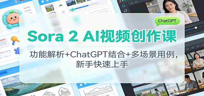 Sora 2 AI视频创作课：功能解析+ChatGPT结合+多场景用例，新手快速上手-湘创网