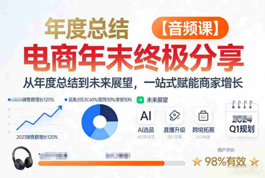 电商年未终极分享,从年度总结到未来展望,一站式赋能商家增长【音频课】