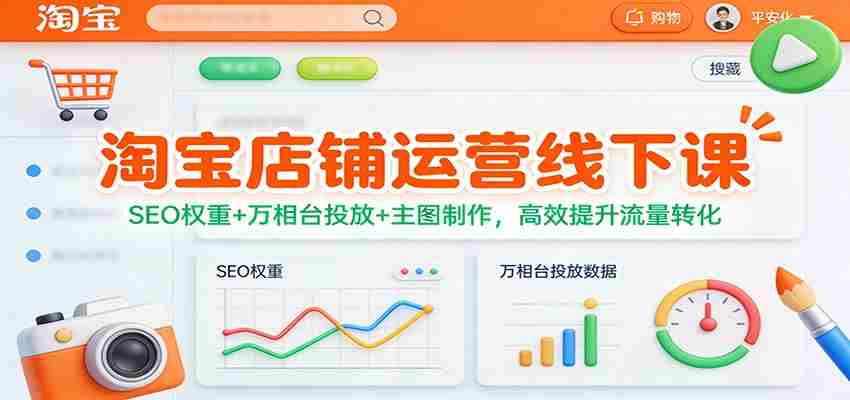 淘宝店铺运营线下课：SEO权重+万相台投放+主图制作，高效提升流量转化-湘创网