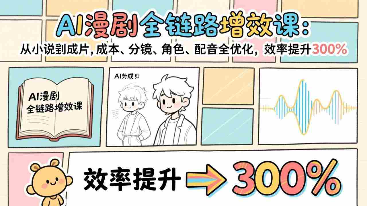 （17245期）AI漫剧全链路增效课：从小说到成片，成本、分镜、角色、配音全优化，效率提升300%-湘创网