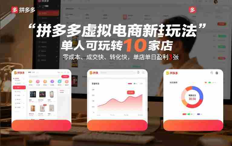 拼多多虚拟电商新玩法，单人可玩转10家店，零成本、成交快、转化快，单店单日盈利3张【揭秘】-湘创网