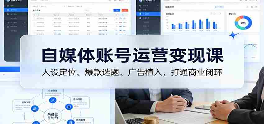 自媒体账号运营变现课：人设定位、爆款选题、广告植入，打通商业闭环-湘创网