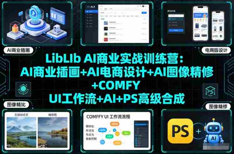 LibLIb AI商业实战训练营：AI商业插画+AI电商设计+AI图像精修+COMFY UI工作流+AI+PS高级合成-湘创网