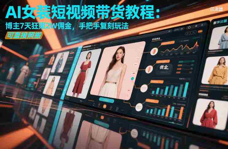 AI女装短视频带货教程：博主7天狂賺2W佣金，手把手复刻玩法，可直接照搬-湘创网