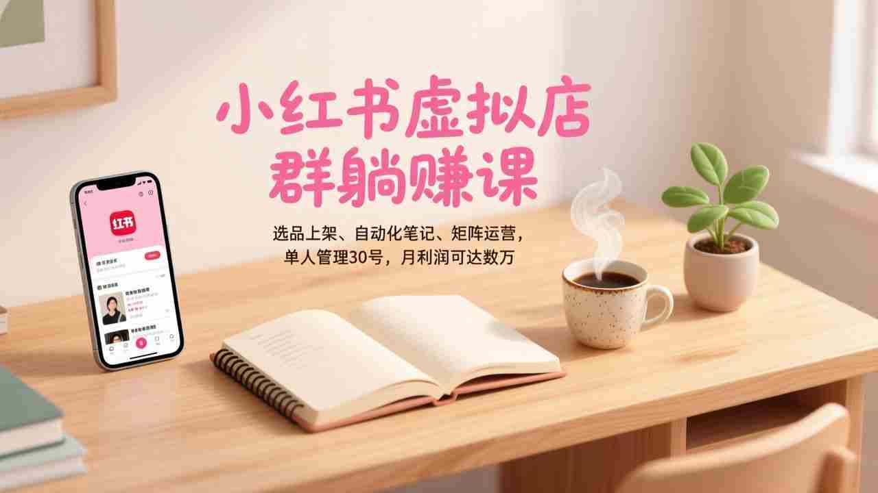 （17072期）小红书虚拟店群躺赚课，选品上架、自动化笔记、矩阵运营，单人管理30号，月利润可达数万-湘创网