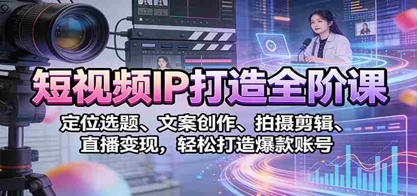 短视频IP打造全阶课：定位选题、文案创作、拍摄剪辑、直播变现，轻松打造爆款账号-湘创网