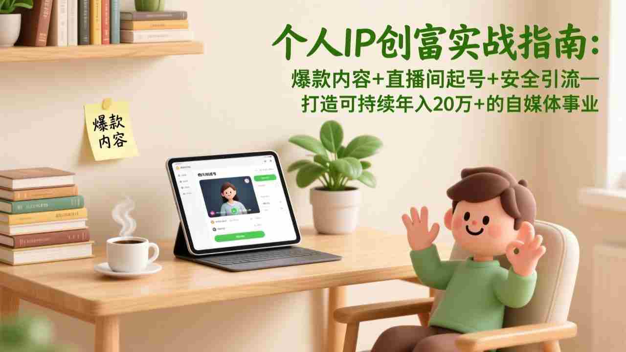 （17217期）个人IP创富实战指南：爆款内容+直播间起号+安全引流，打造可持续年入20万+的自媒体事业-湘创网