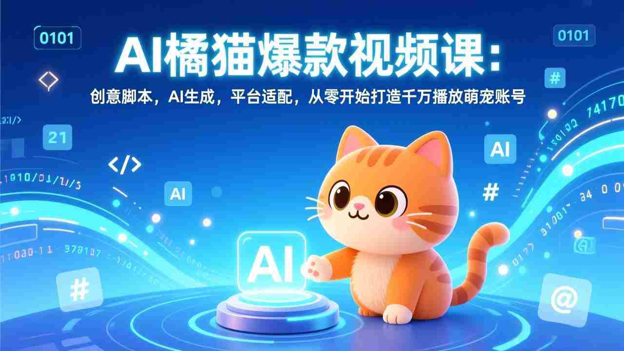 （17091期）AI橘猫爆款视频课：创意脚本，AI生成，平台适配，从零开始打造千万播放萌宠账号-湘创网