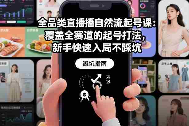 全品类直播自然流起号课：覆盖全赛道的起号打法，新手快速入局不踩坑-湘创网