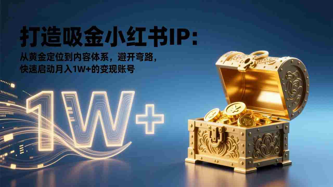 （17227期）打造吸金小红书IP：从黄金定位到内容体系，避开弯路，快速启动月入1W+的变现账号-湘创网