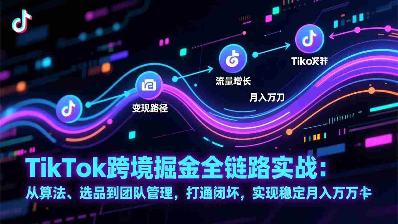 （17216期）TikTok跨境掘金全链路实战：从算法、选品到团队管理，打通闭环，实现稳定月入万刀-湘创网