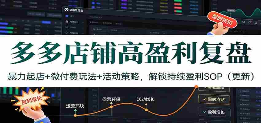 多多店铺高盈利复盘：暴力起店+微付费玩法+活动策略，解锁持续盈利SOP（更新）-湘创网
