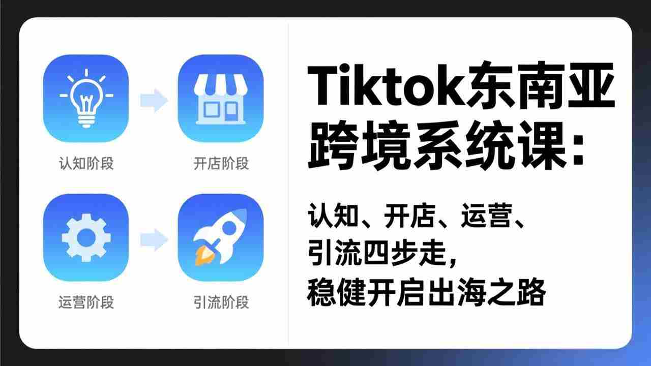 （17243期）TikTok东南亚跨境系统课：认知、开店、运营、引流四步走，稳健开启出海之路-湘创网