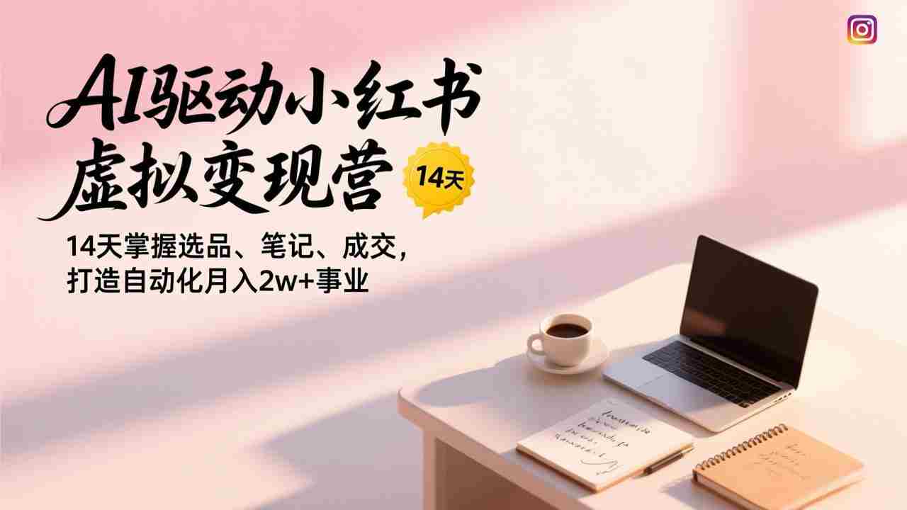 （17204期）AI驱动小红书虚拟变现营，14天掌握选品、笔记、成交，打造自动化月入2w+事业-湘创网