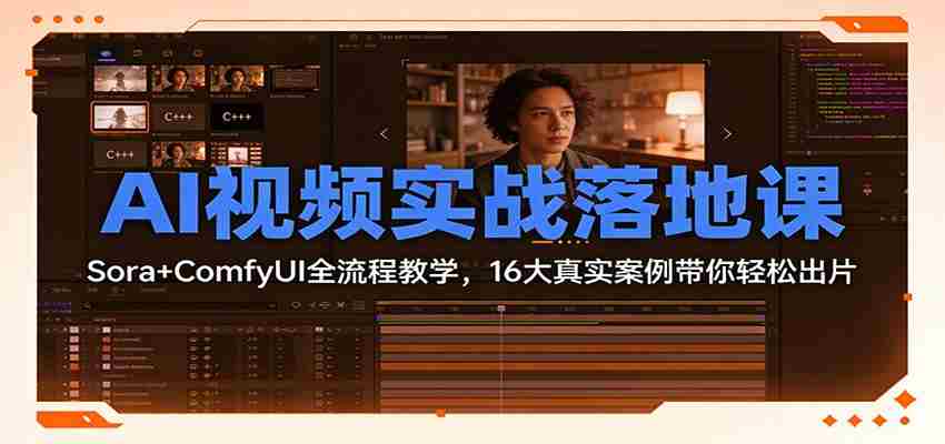 AI视频实战落地课：Sora+ComfyUI全流程教学，16大真实案例带你轻松出片-湘创网