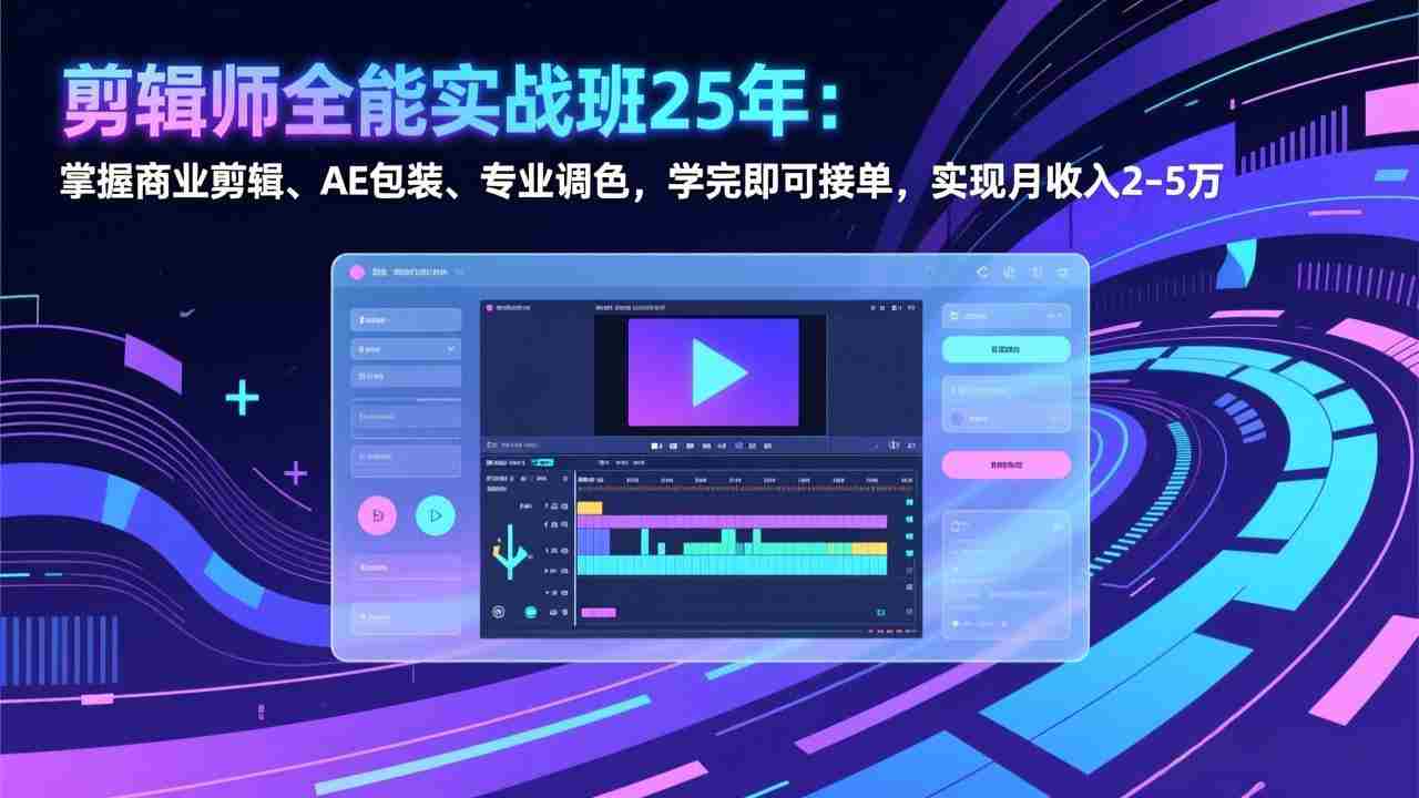 （17294期）剪辑师全能实战班25年：掌握商业剪辑、AE包装、专业调色，学完即可接单，实现月收入2-5万-湘创网