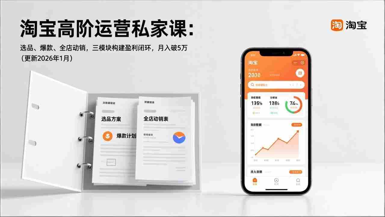 （17280期）淘宝高阶运营私家课：选品、爆款、全店动销，三模块构建盈利闭环，月入破5万（更新26年1月）-湘创网