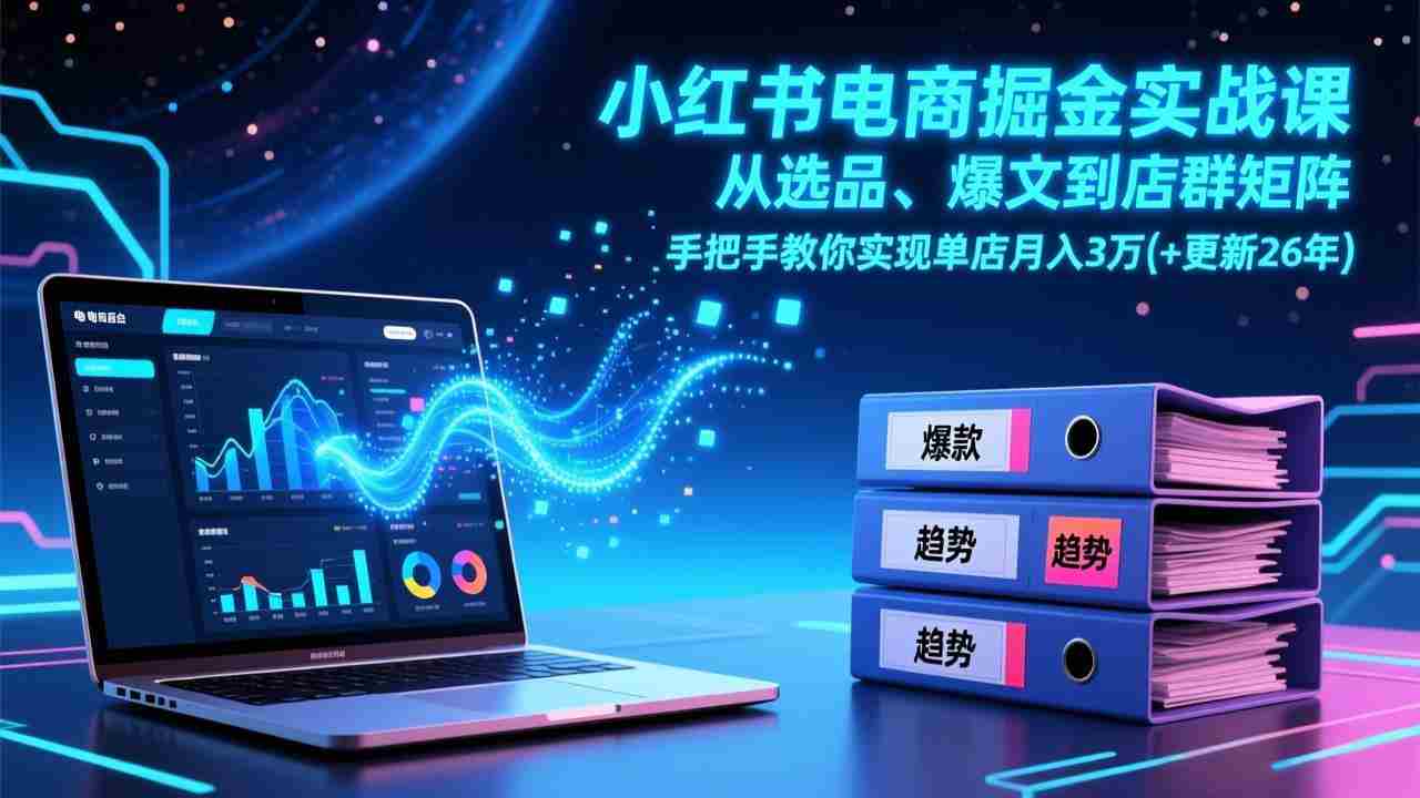 （17290期）小红书电商掘金实战课，从选品、爆文到店群矩阵，手把手教你实现单店月入3万+(更新26年)-湘创网
