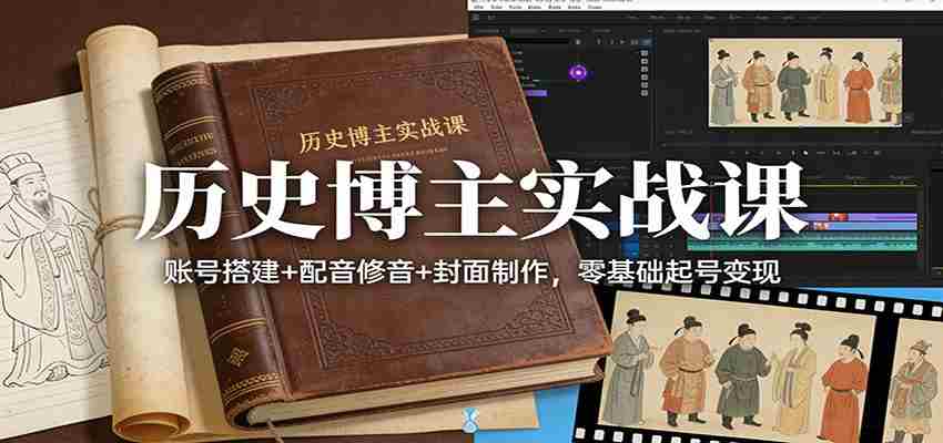 历史博主实战课：账号搭建+配音修音+封面制作，零基础起号变现-湘创网