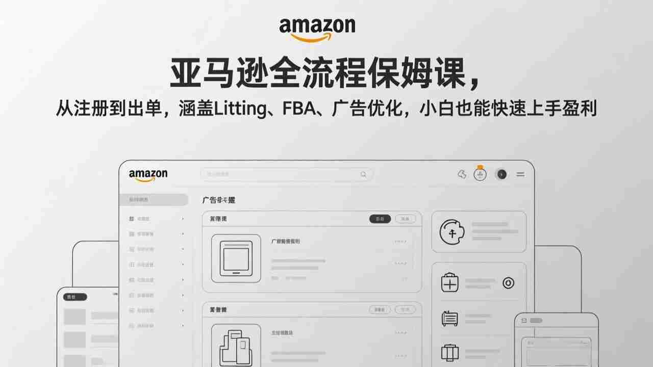 （17293期）亚马逊全流程保姆课，从注册到出单，涵盖Listing、FBA、广告优化，小白也能快速上手盈利-湘创网