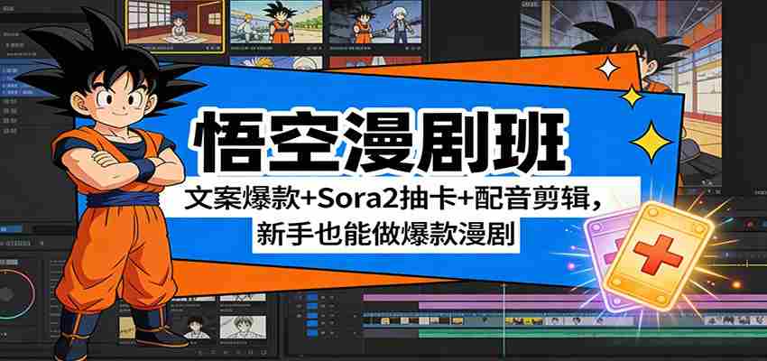 悟空漫剧班：文案爆款+Sora2抽卡+配音剪辑，新手也能做爆款漫剧-湘创网
