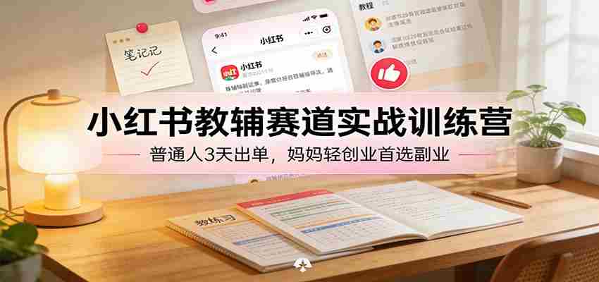 小红书教辅赛道实战训练营：普通人3天出单，宝妈轻创业首选副业-湘创网