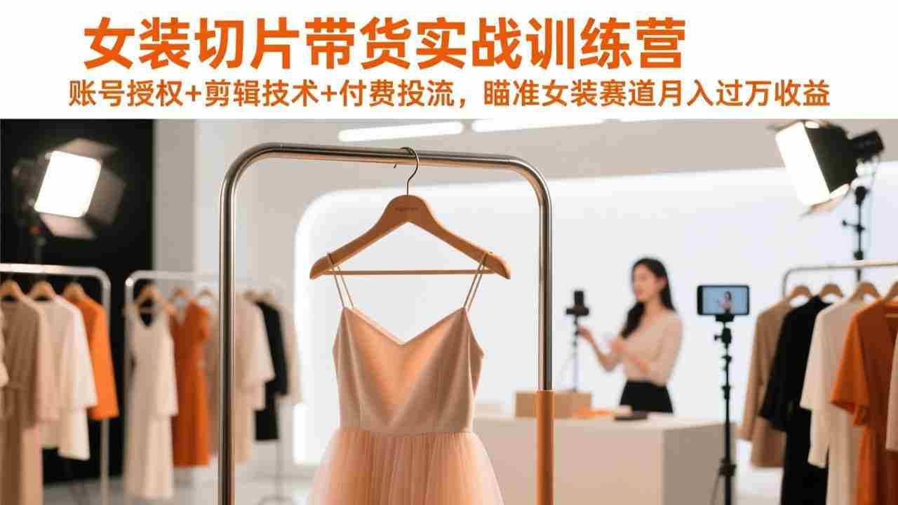 （17357期）女装切片带货实战训练营，账号授权+剪辑技术+付费投流，瞄准女装赛道月入过万收益-湘创网