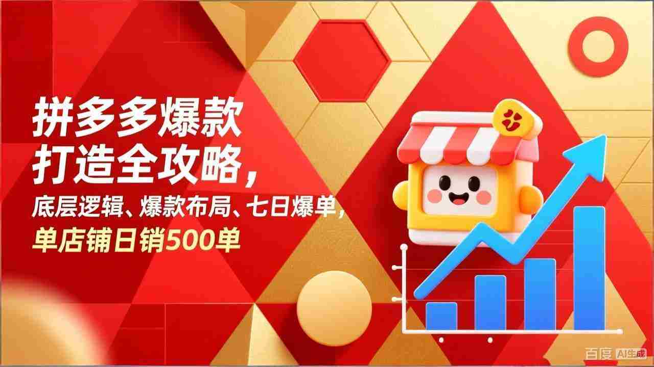 （17346期）拼多多爆款打造全攻略，底层逻辑、爆款布局、七日爆单，单店铺日销500单-湘创网