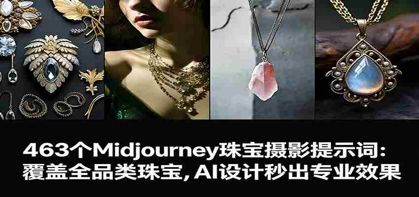 463个Midjourney珠宝摄影提示词：覆盖全品类珠宝，AI设计秒出专业效果-湘创网