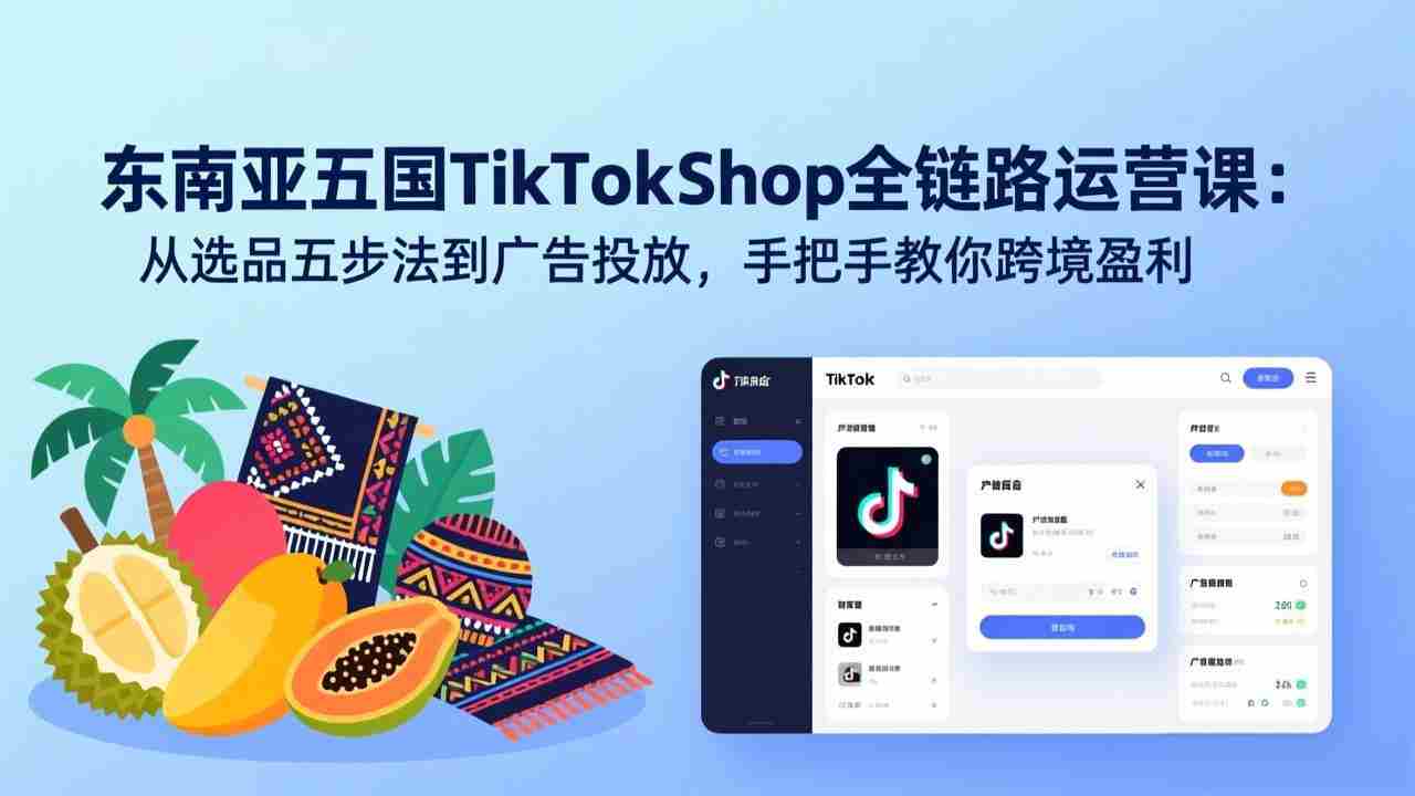 （17511期）东南亚五国TikTok Shop全链路运营课：从选品五步法到广告投放，手把手教你跨境盈利-湘创网