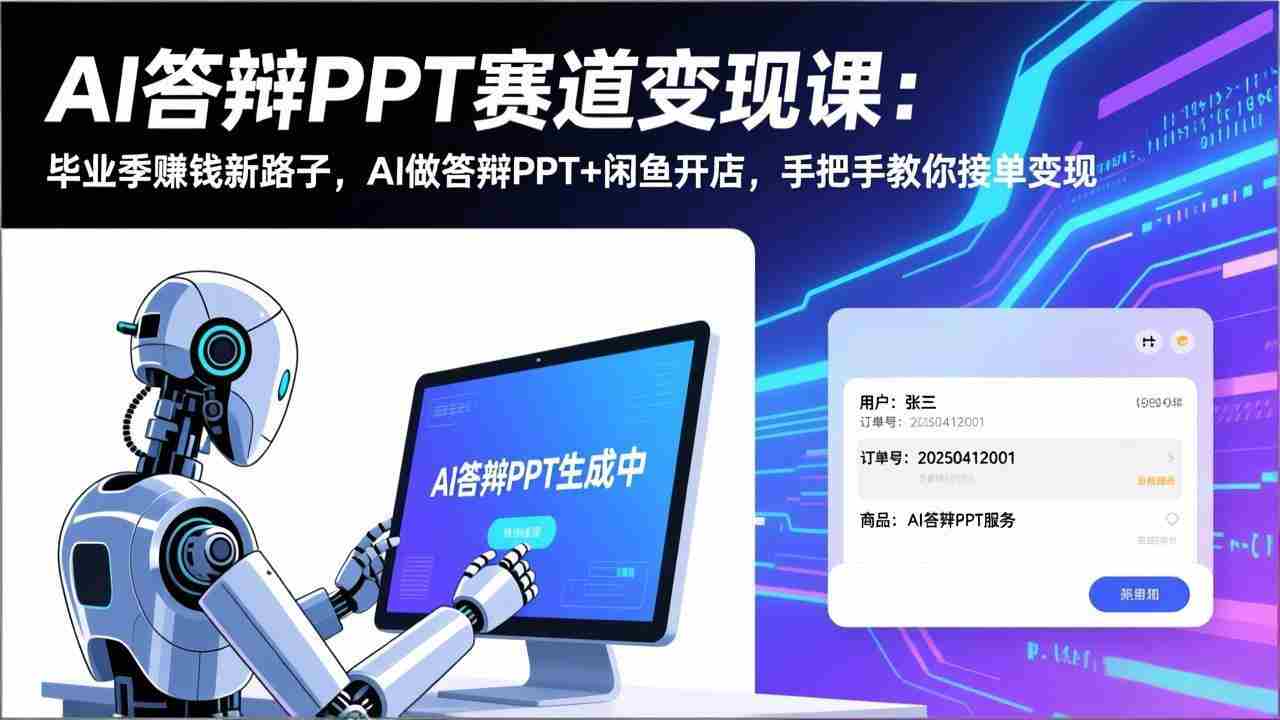 （17546期）AI答辩PPT赛道变现课：毕业季赚钱新路子，AI做答辩PPT+闲鱼开店，手把手教你接单变现-湘创网