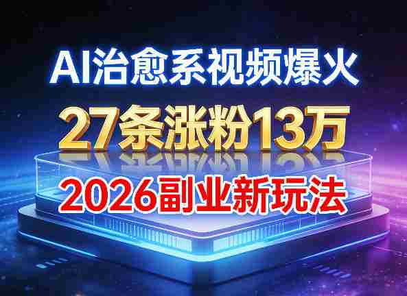 AI治愈系视频爆火，27条涨粉13W，2026新手副业新玩法-湘创网