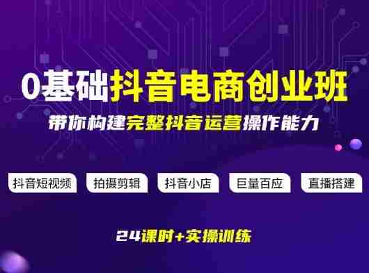 某电商学院0基础抖音电商创业班，带你构建完整抖音运营操作能力-湘创网
