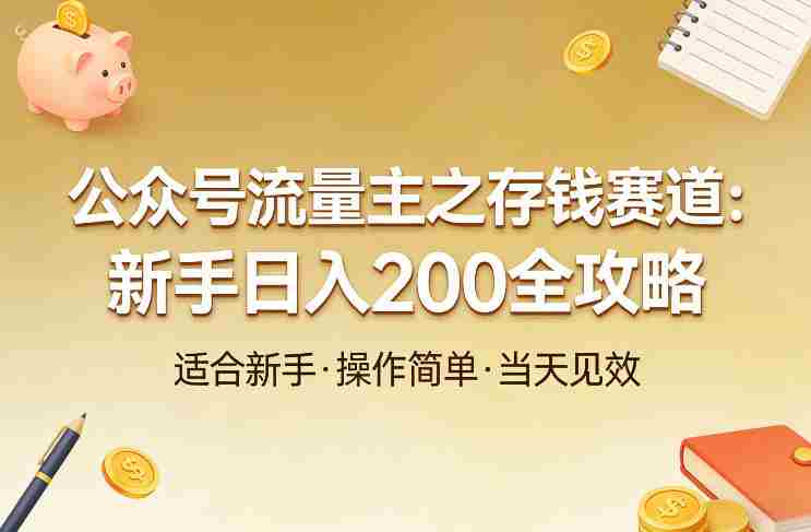 公众号流量主之存钱赛道，贴合当下需求，适合新手，一天收益2张-湘创网