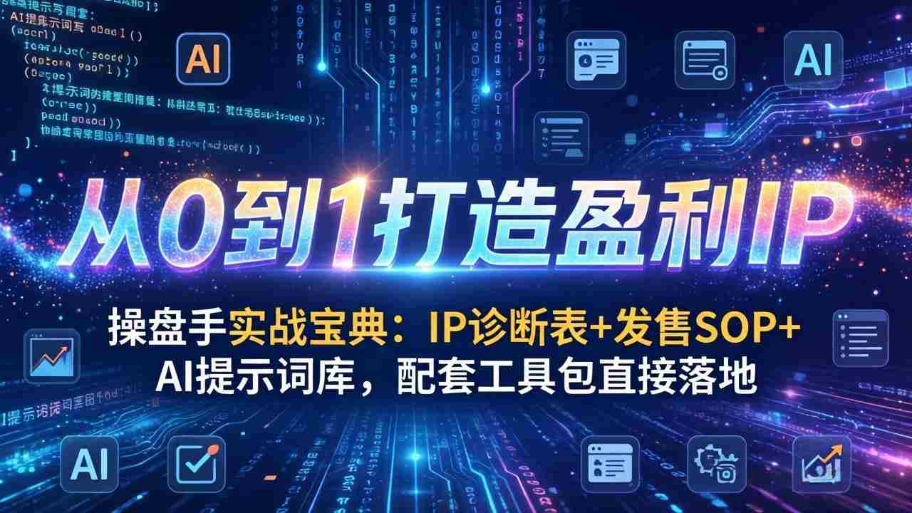 （17593期）操盘手实战宝典：IP诊断表+发售SOP+AI提示词库，配套工具包直接落地，从0到1打造盈利IP-湘创网