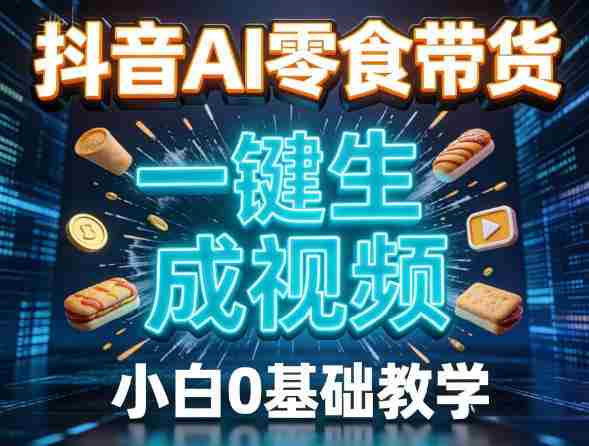抖音AI零食带货，一键生成视频，小白0基础教学-湘创网