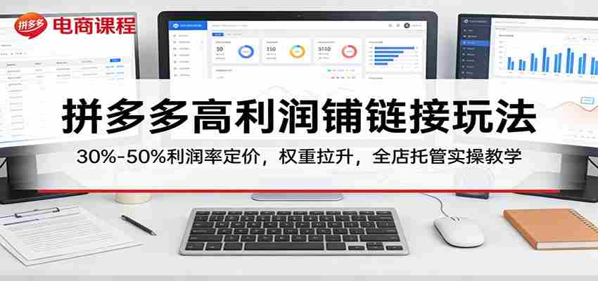 拼多多高利润铺链接玩法：30%–50%利润率定价，权重拉升，全店托管实操教学-湘创网