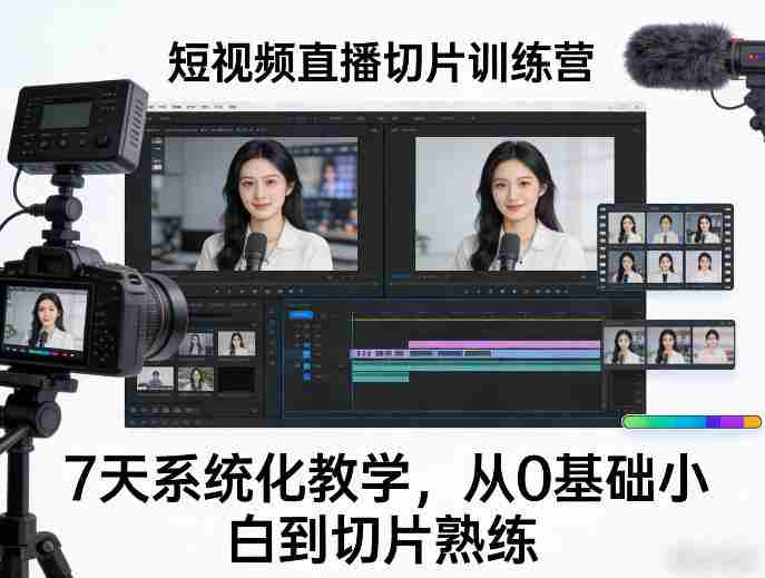 短视频直播切片训练营，7天系统化教学，从0基础小白到切片熟练-湘创网