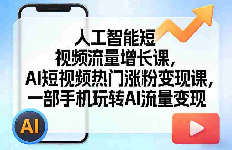 人工智能短视频流量增长课，AI短视频热门涨粉变现课，一部手机玩转AI流量变现-湘创网