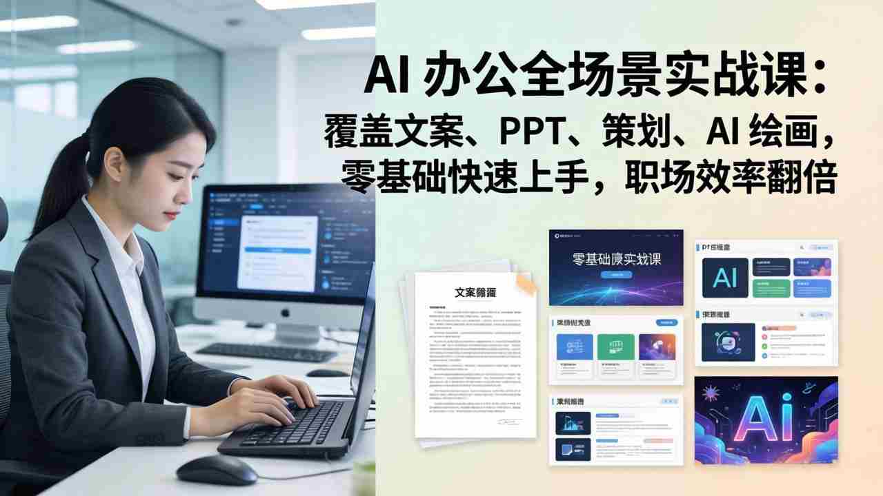 （17732期） AI 办公全场景实战课：覆盖文案、PPT、策划、AI 绘画，零基础快速上手，职场效率翻倍-湘创网