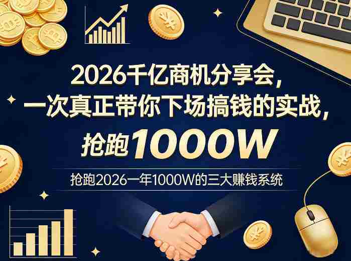 2026千亿商机分享会，一次真正带你下场搞钱的实战，抢跑2026一年1000W的三大賺钱系统-湘创网