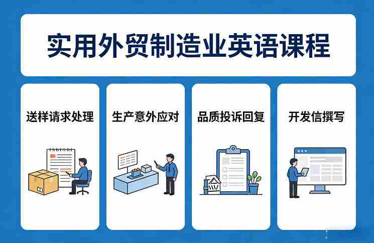 实用外贸制造业英语课程，教你专业处理送样请求、应对生产意外、回复品质投诉、撰写开发信等-湘创网