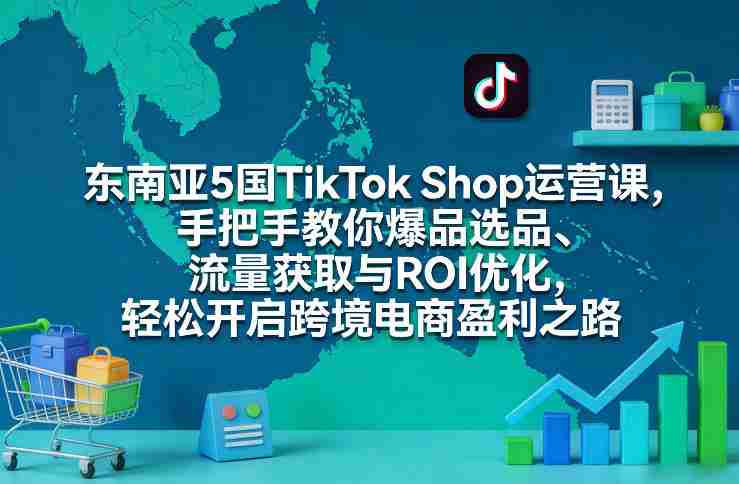 东南亚5国TikTok Shop运营课，手把手教你爆品选品、流量获取与ROI优化，轻松开启跨境电商盈利之路-湘创网